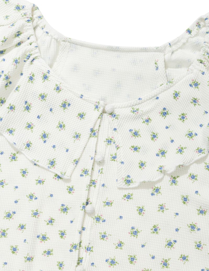 RUFFLE FLOWER BLOUSE(WHITE)