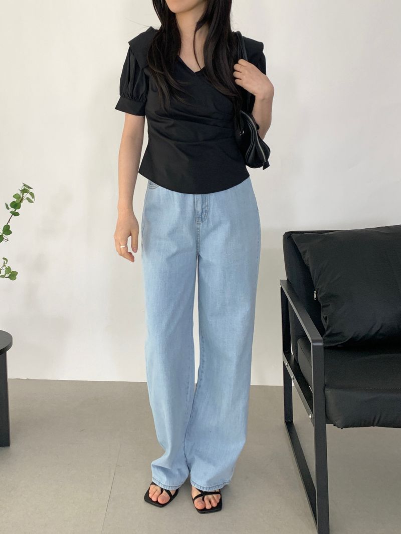 Irain Wide Blue Denim Pants