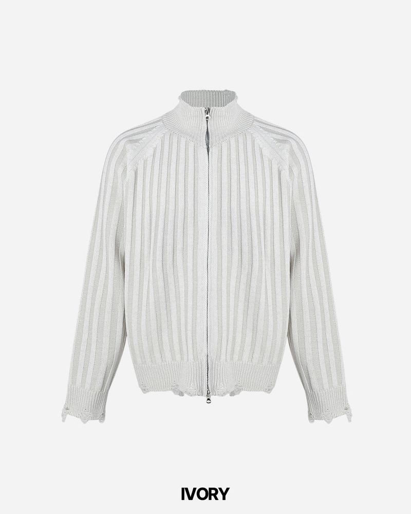 Frame Damage Knit Zip-up