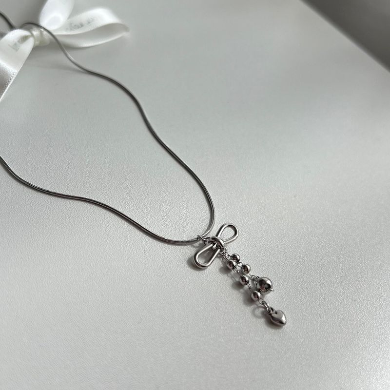 au Hip Ballet Core Stainless Steel Titanium Ribbon Ball Chain Snake Strap Heart Chain Necklace