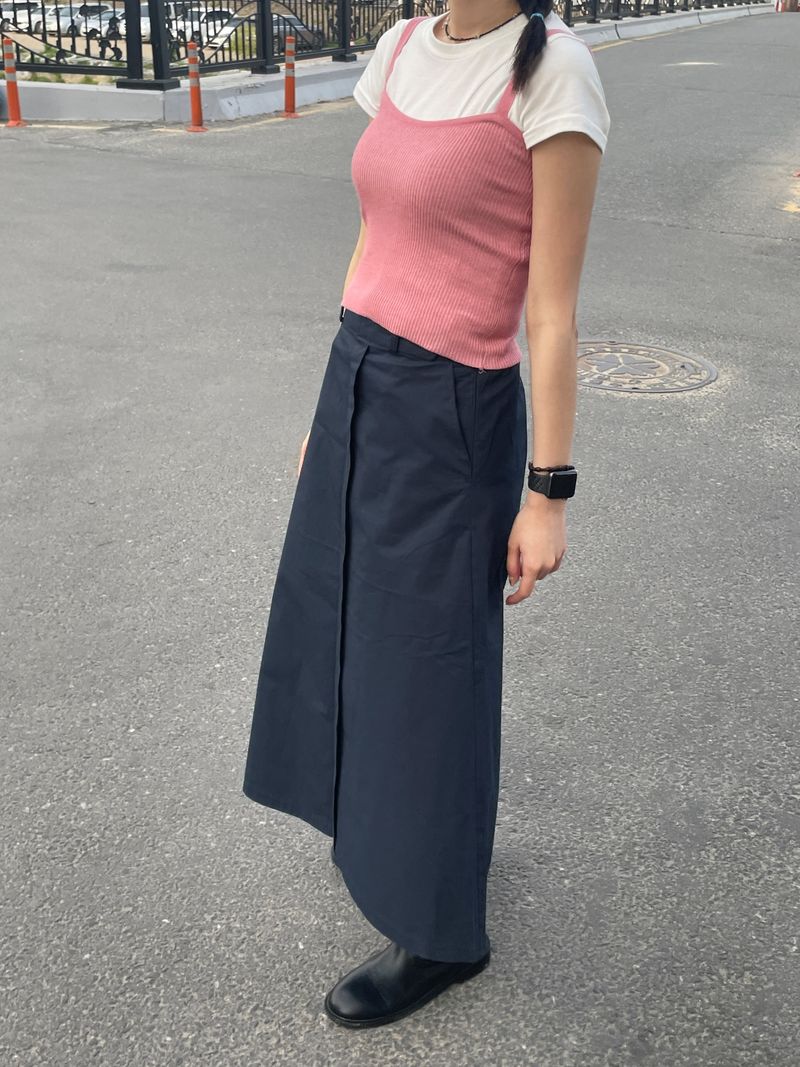 Harney button long skirt
