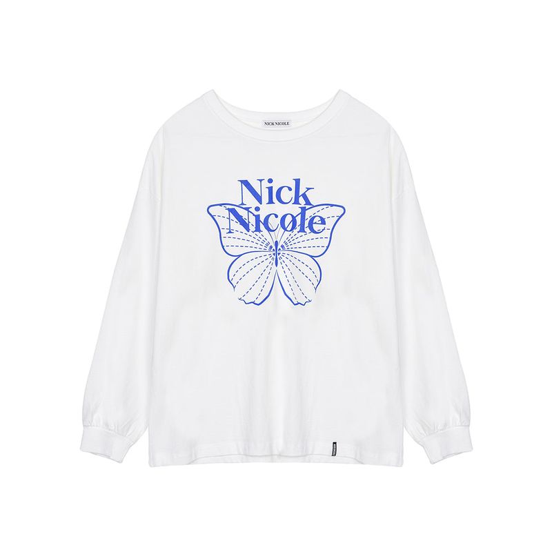 BUTTERFLY SIGNATURE LS TOP_WHITE NAVY