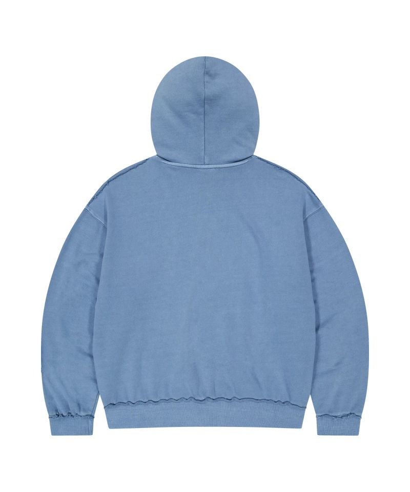 BASIC LOGO PIGMENT ZIP-UP HOODIE_BLUE