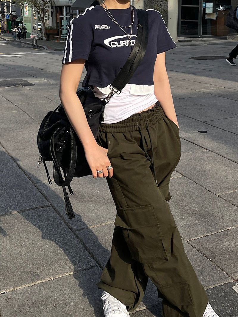 Y2k Sporty Racing Crop Tee