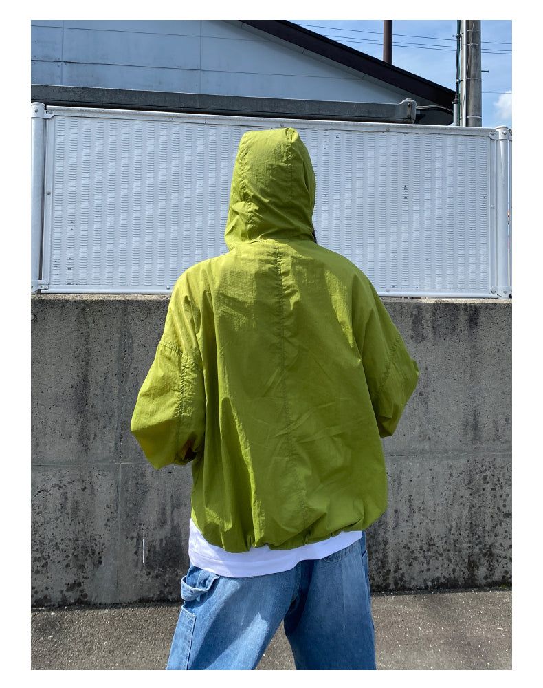 hoody nylon wind breaker (green)