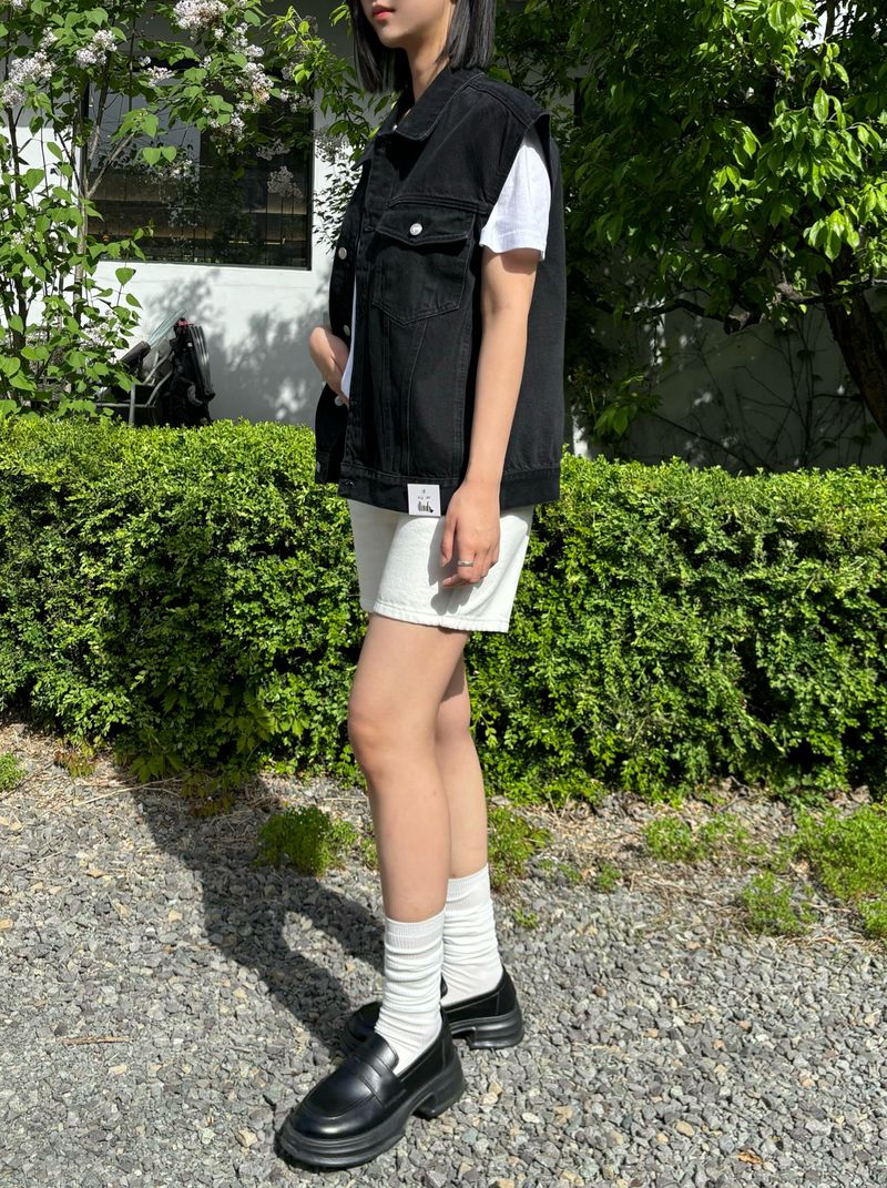 LOOSE FIT BLACK DENIM VEST code 21012