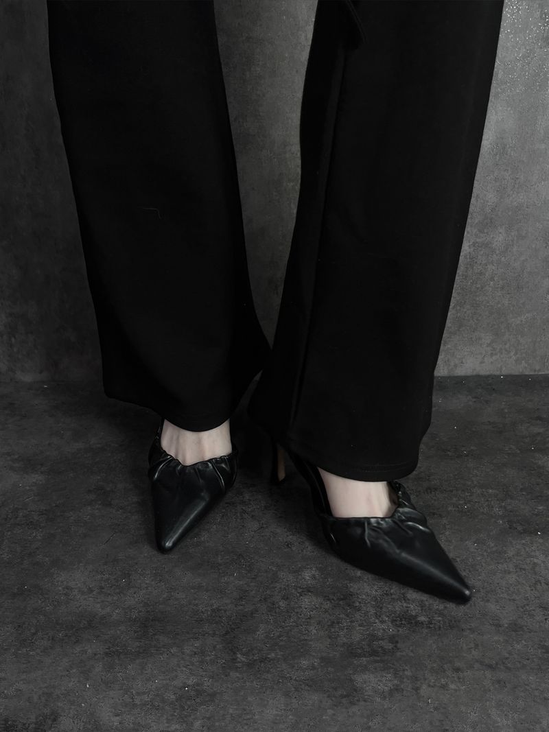 shirring leather stiletto heels (2color)