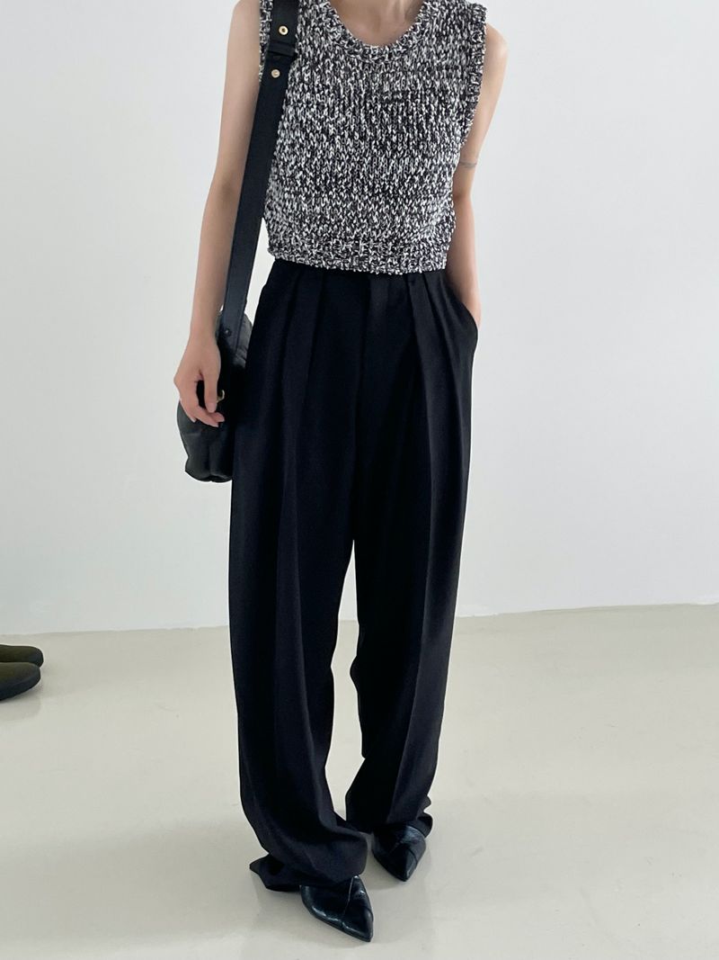 French mix crop knit vest