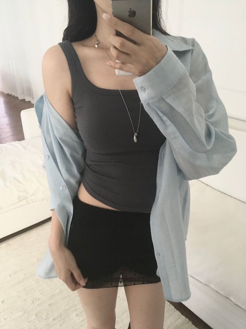Pinter Ribbed Padded Tank Top