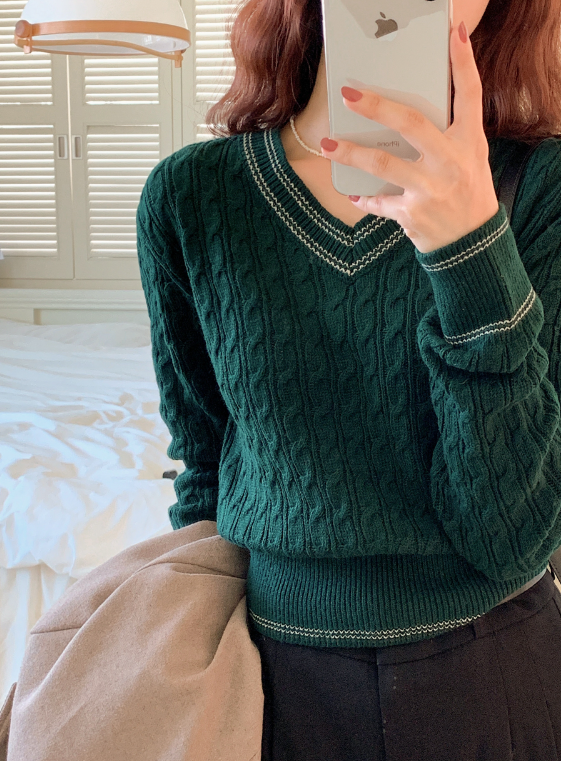 Cashmere Cable Stitch V-neck Knit (5color)