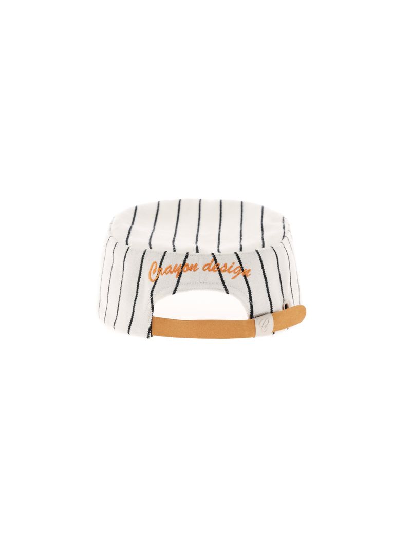 6CRAYON  Retro Flat Top Baseball Cap - Striped Wool Blend with Embroidered Letters