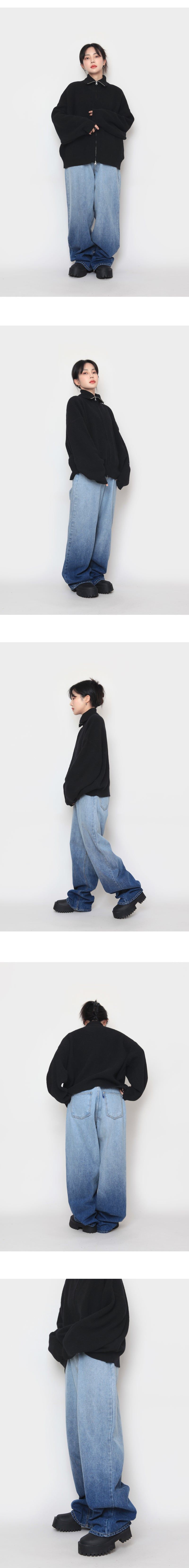 lambswool knitwear two-way zip-up