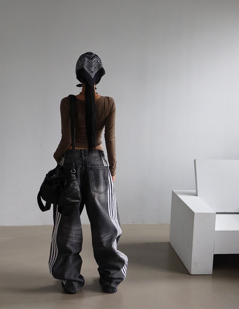 [UNISEX] Five track wide jeans
