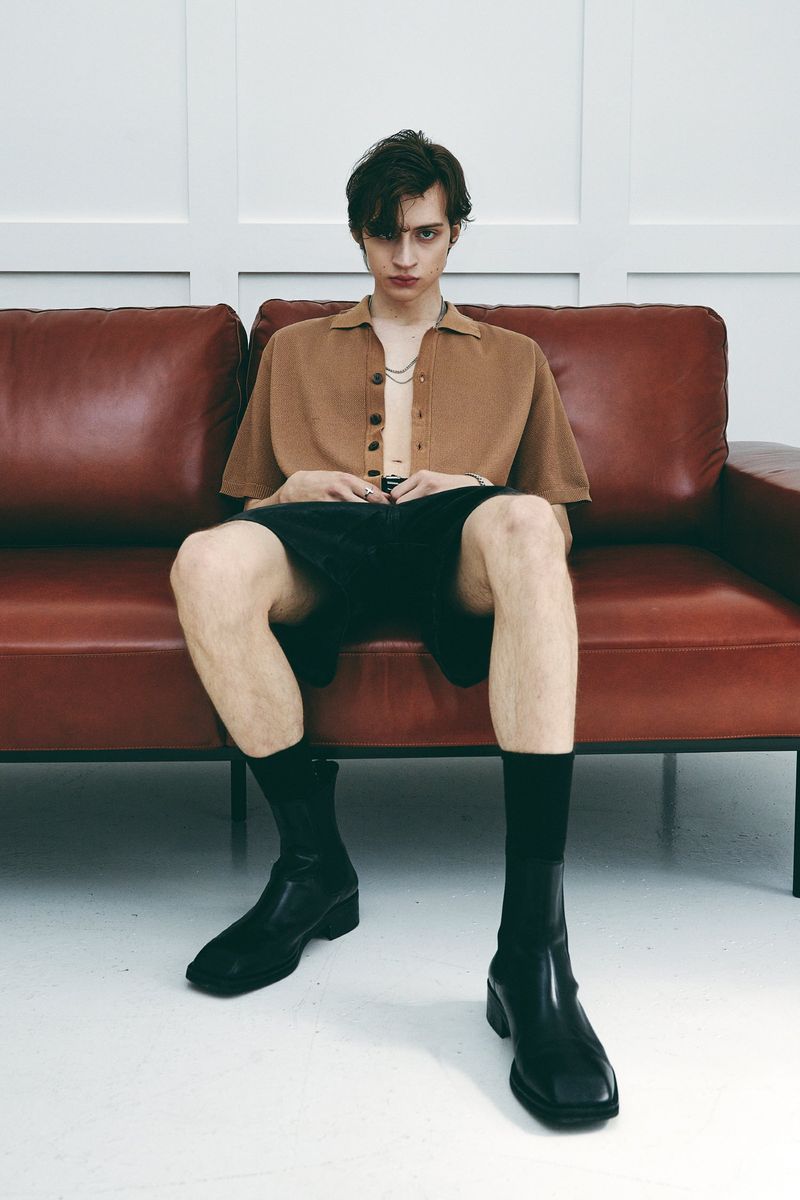 BUTTON UP HALF SLEEVE PIQUE CARDIGAN BROWN
