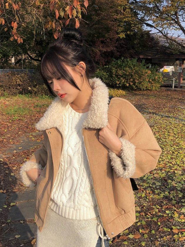 [Fur Lining] Rat Wool Suede Mustang Jumper