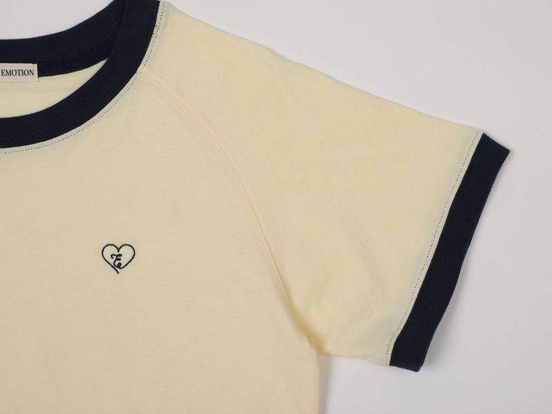 CONTRAST REGLAN CROP T-SHIRT (YELLOW)