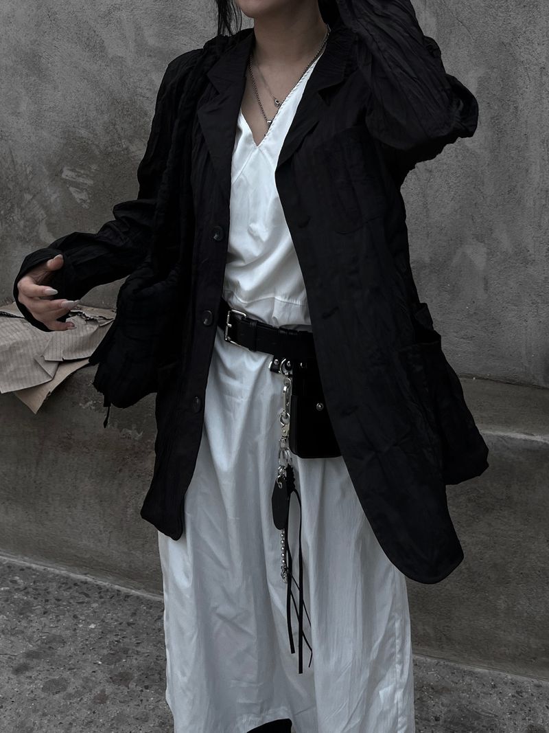 [unisex] ringkle pleated jacket
