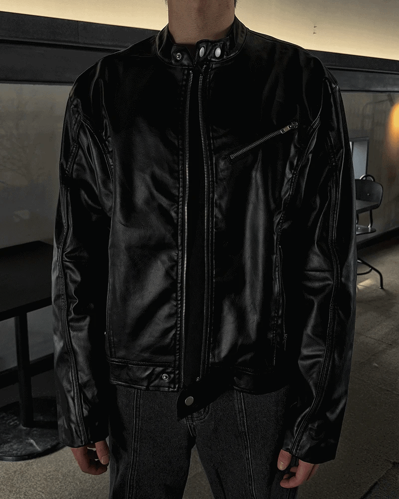 NOCELCOZY（ノセルコジー）の「NOCELCOZY China Neck Racing Leather Jacket（Jackets/Outerwear）」