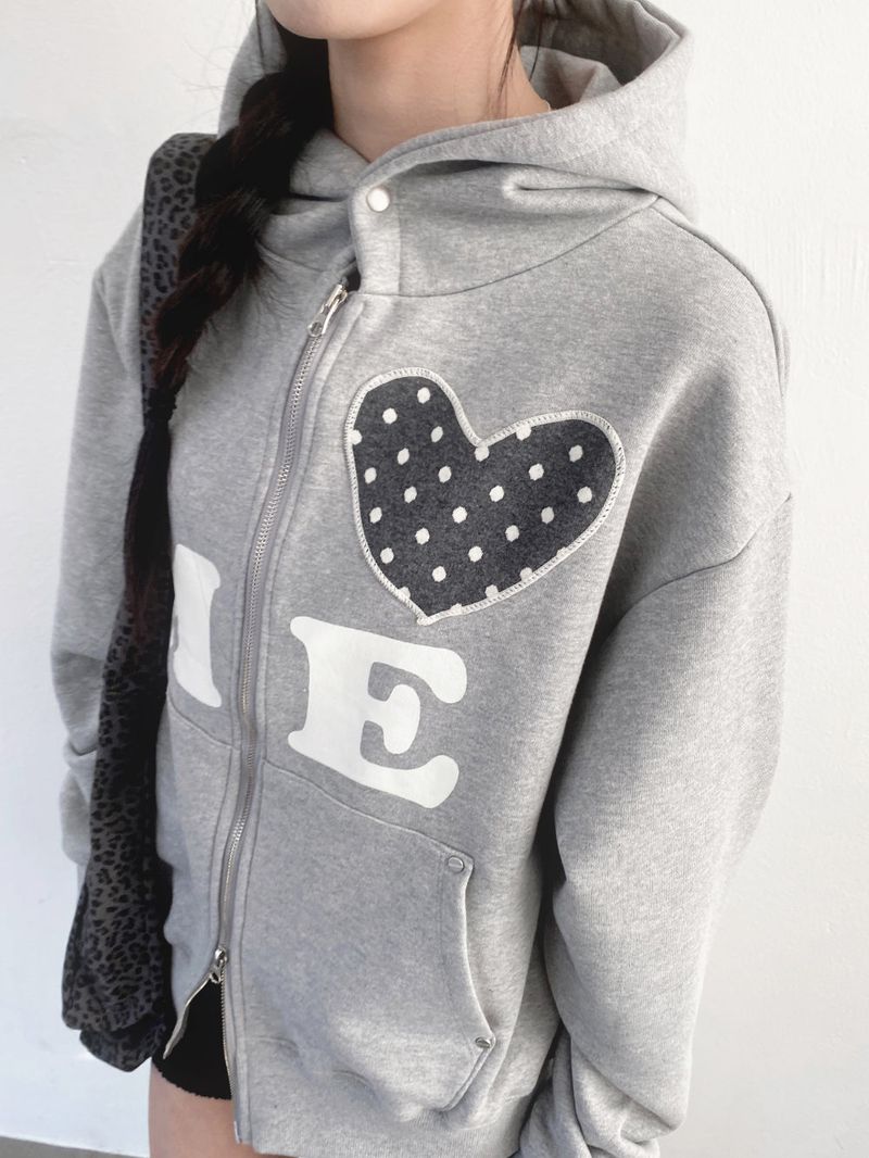 Love me!♥ hood zip-up (2color)