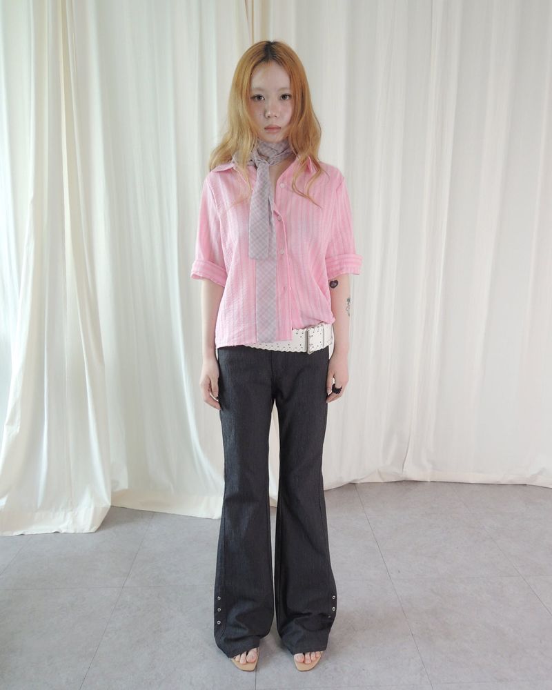 DEEP LOW EYELET BOOTCUT PANTS