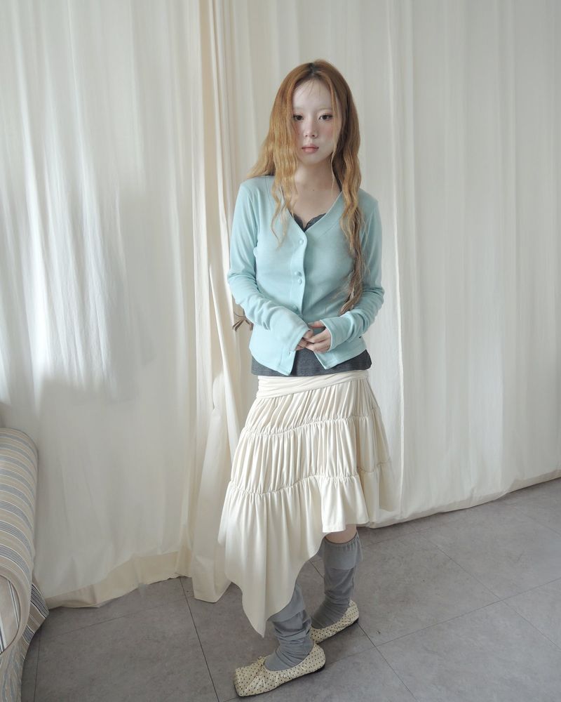 KHAN DRAPE SHIRRING UNBALANCED SKIRT