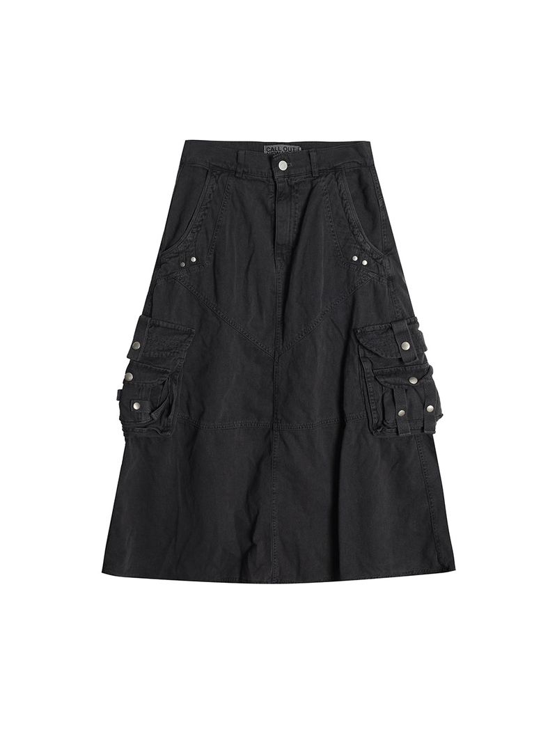 WASHED CARGO SKIRT / GRAY