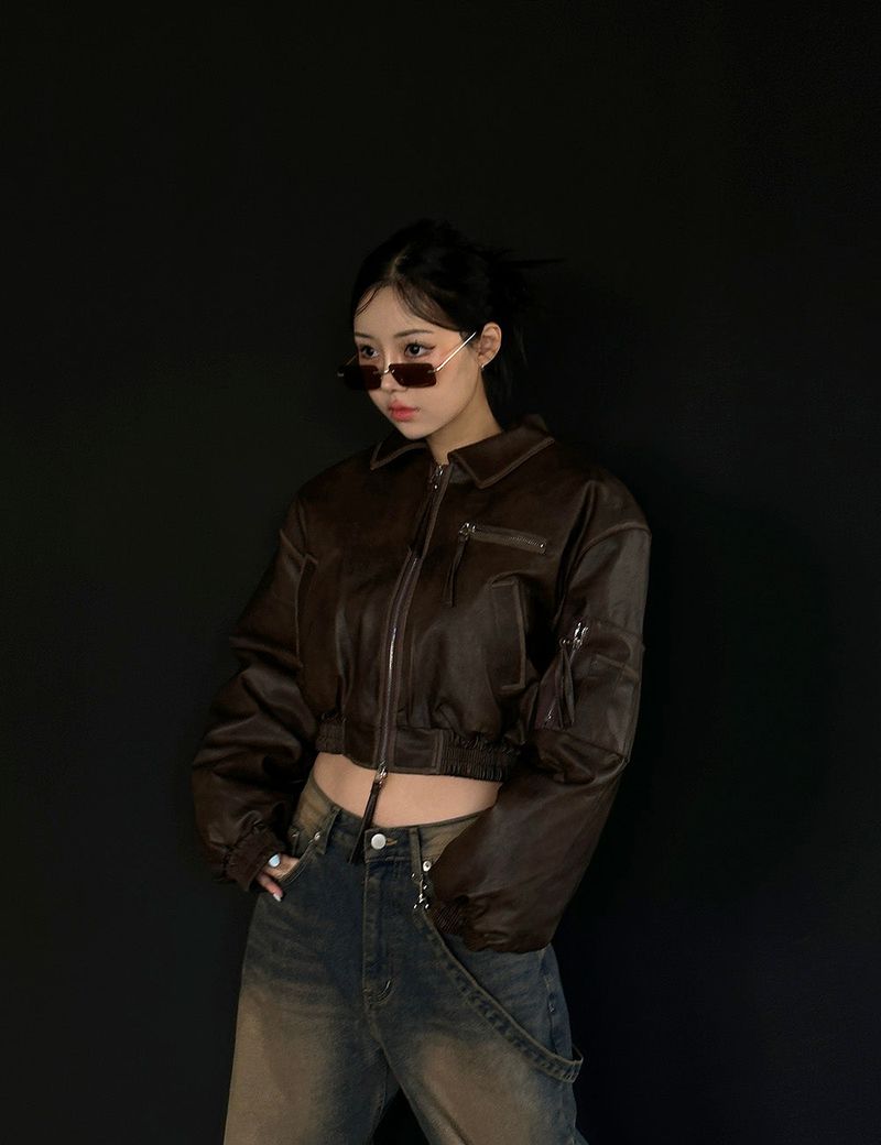 Leather Blouson Wellon Short Padded