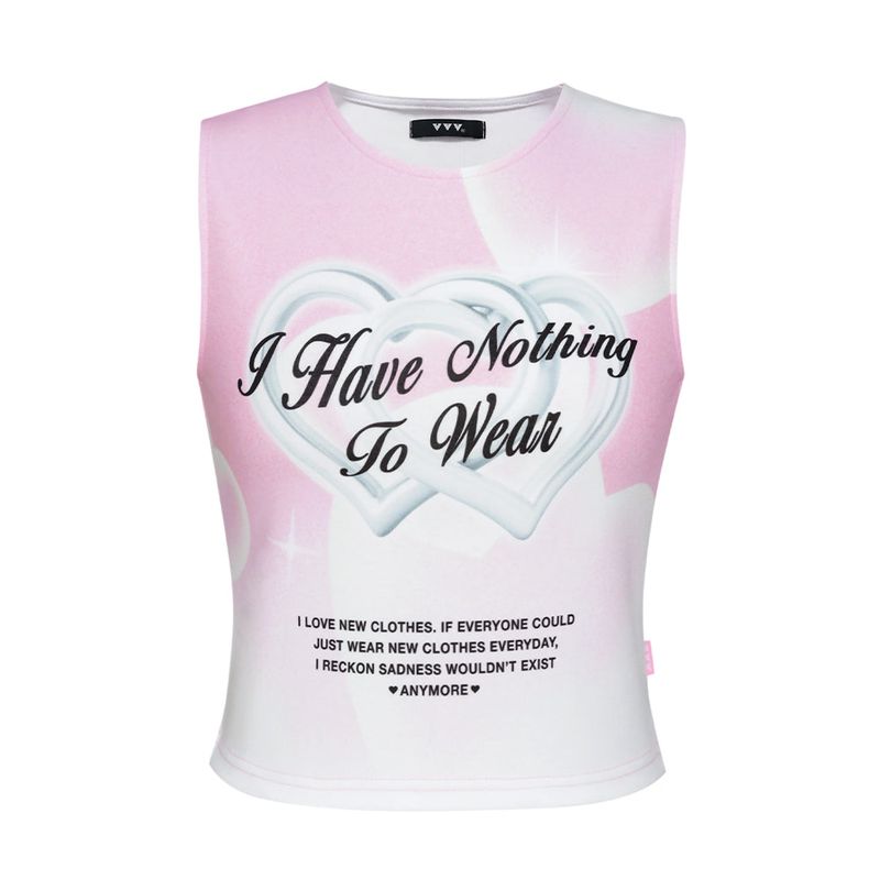 Double Heart Sleeveless Crop Top _ Pink