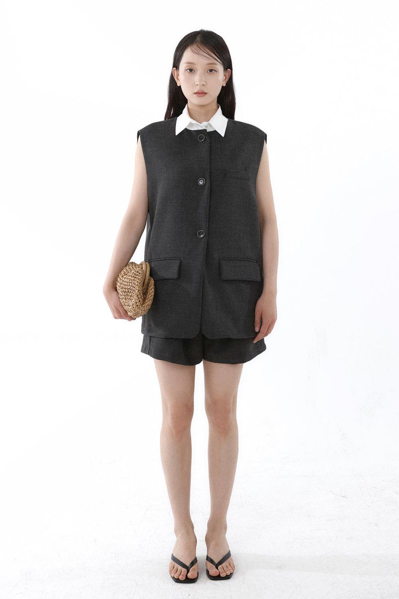 FRONT BELT SHORTS_CHARCOAL