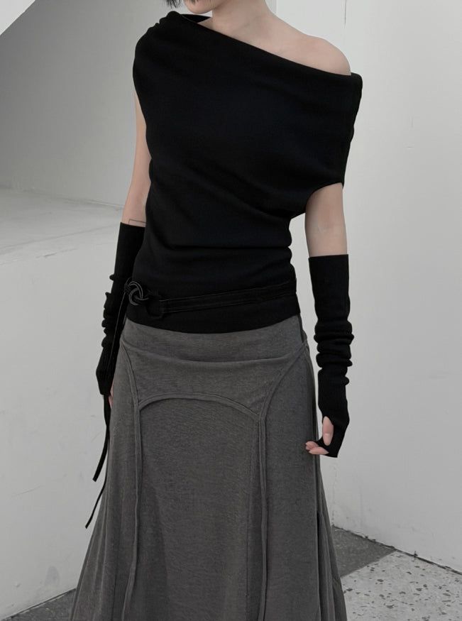 3-piece set Unbalanced hand warmer one-off tee