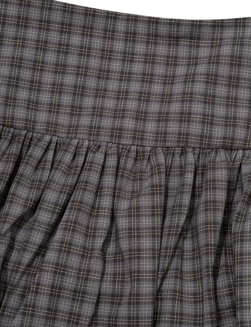 CHECKERED PUMPKIN SKIRT PANTS(GREY)