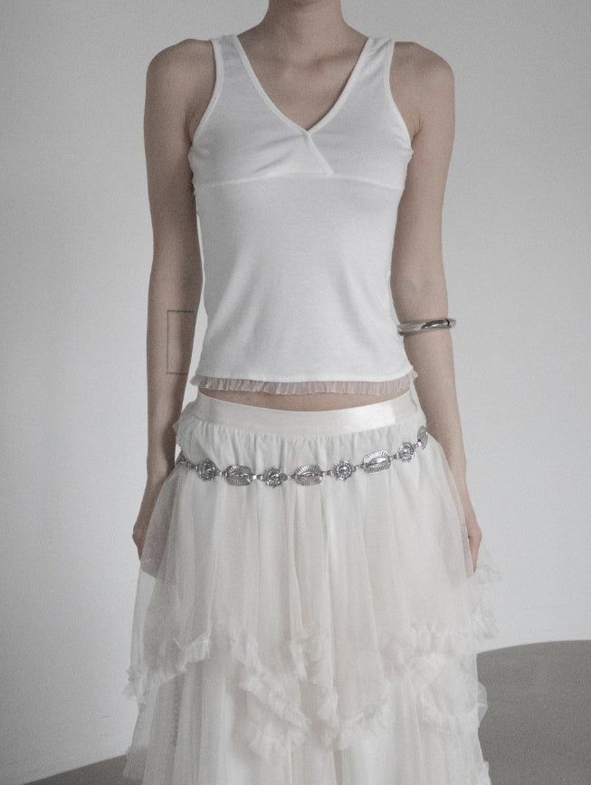 Pre-lace Trimmed Sleeveless