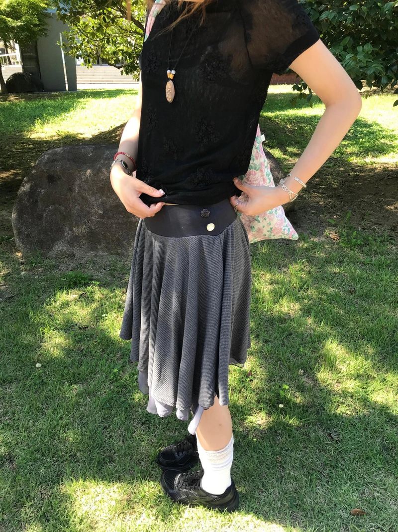 mile button layered skirt
