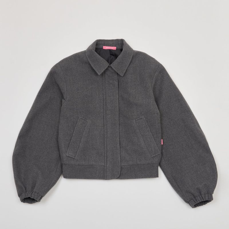 TWO WAY ZIP-UP CROP BLOUSON GRAY