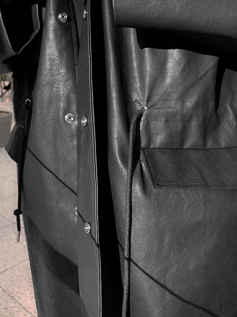 ASCLO Vegan Leather Mac Coat (2color)