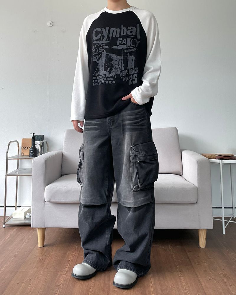 Fancy raglan knitwear T-shirt