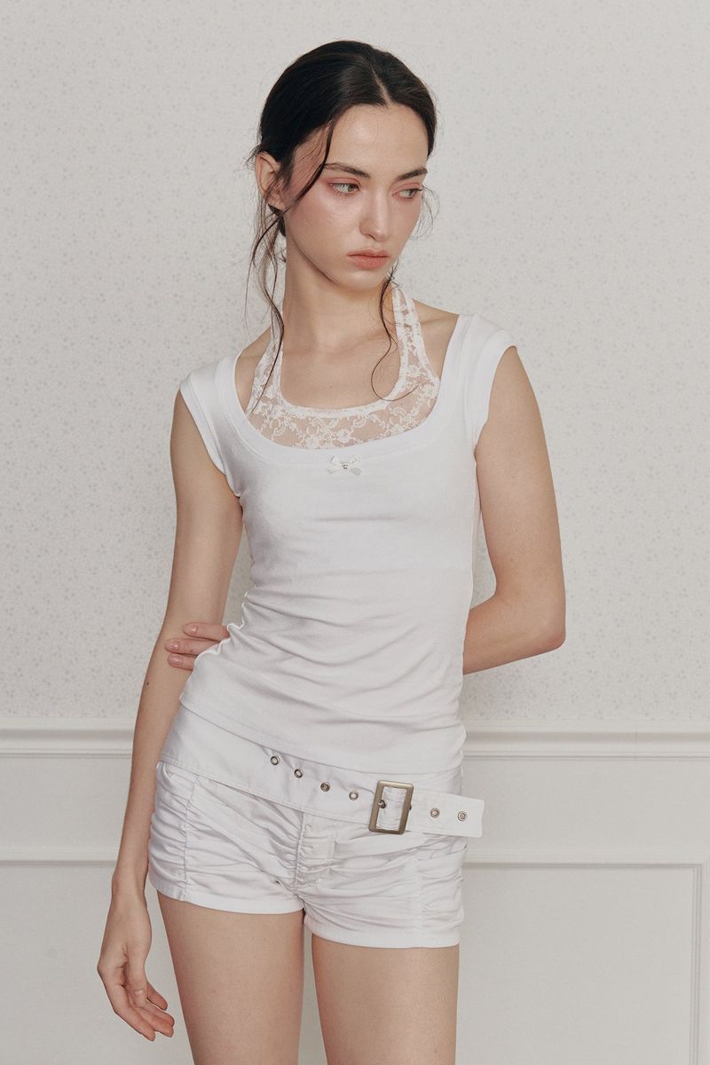 VIOLA BELTED SHORTS ivory