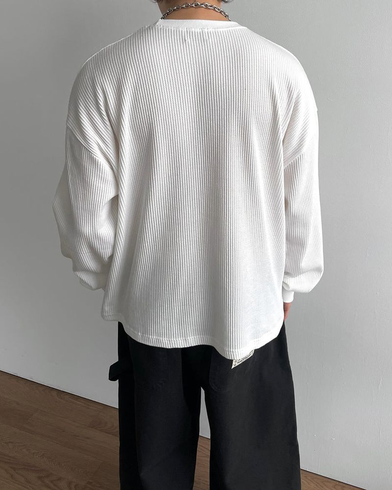 Spend Lettering Waffle Long Sleeve