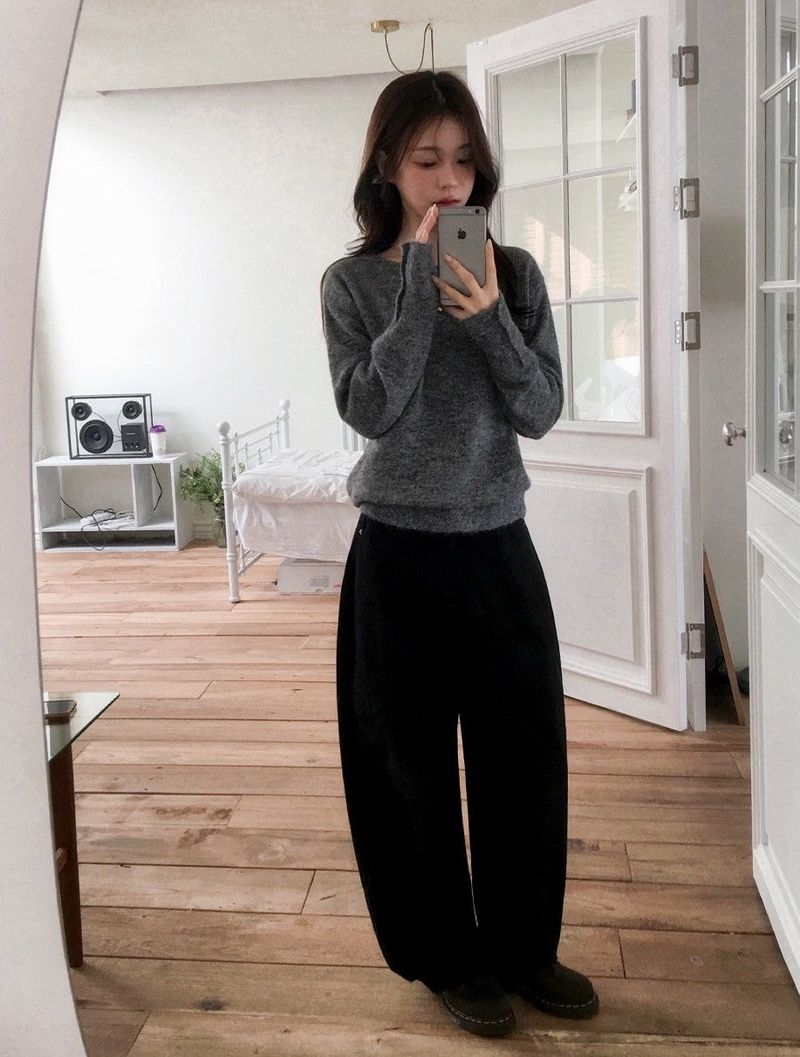 Sleeve Button Loose Wool Round Knit (4color)
