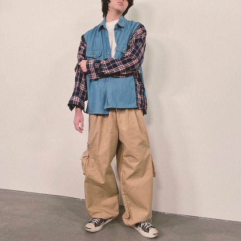 check block denim shirt_blue