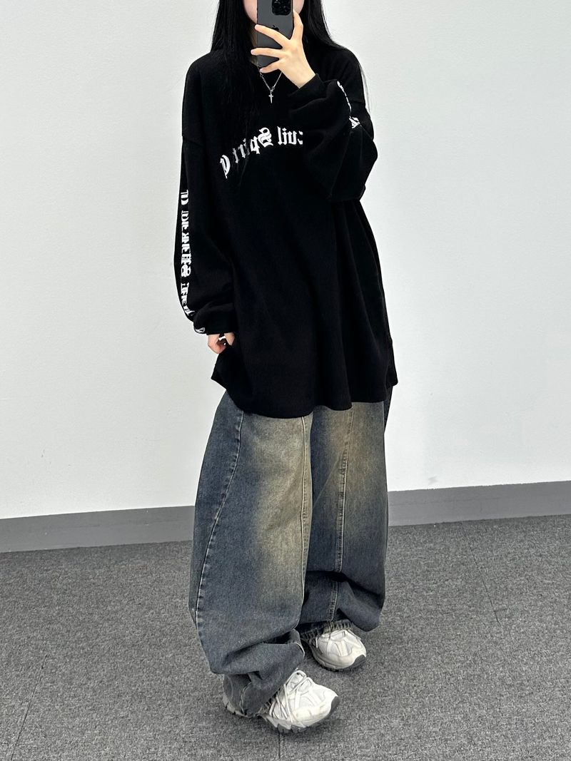 waffle lettering long sleeve