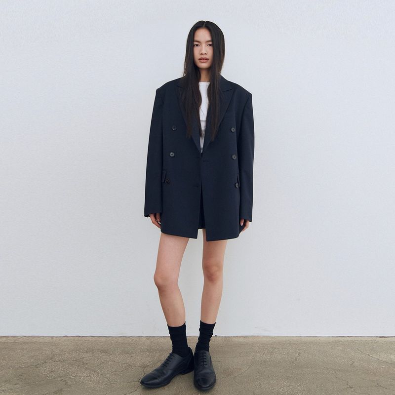 Classic Tailored Double Breasted Jacket_Navy