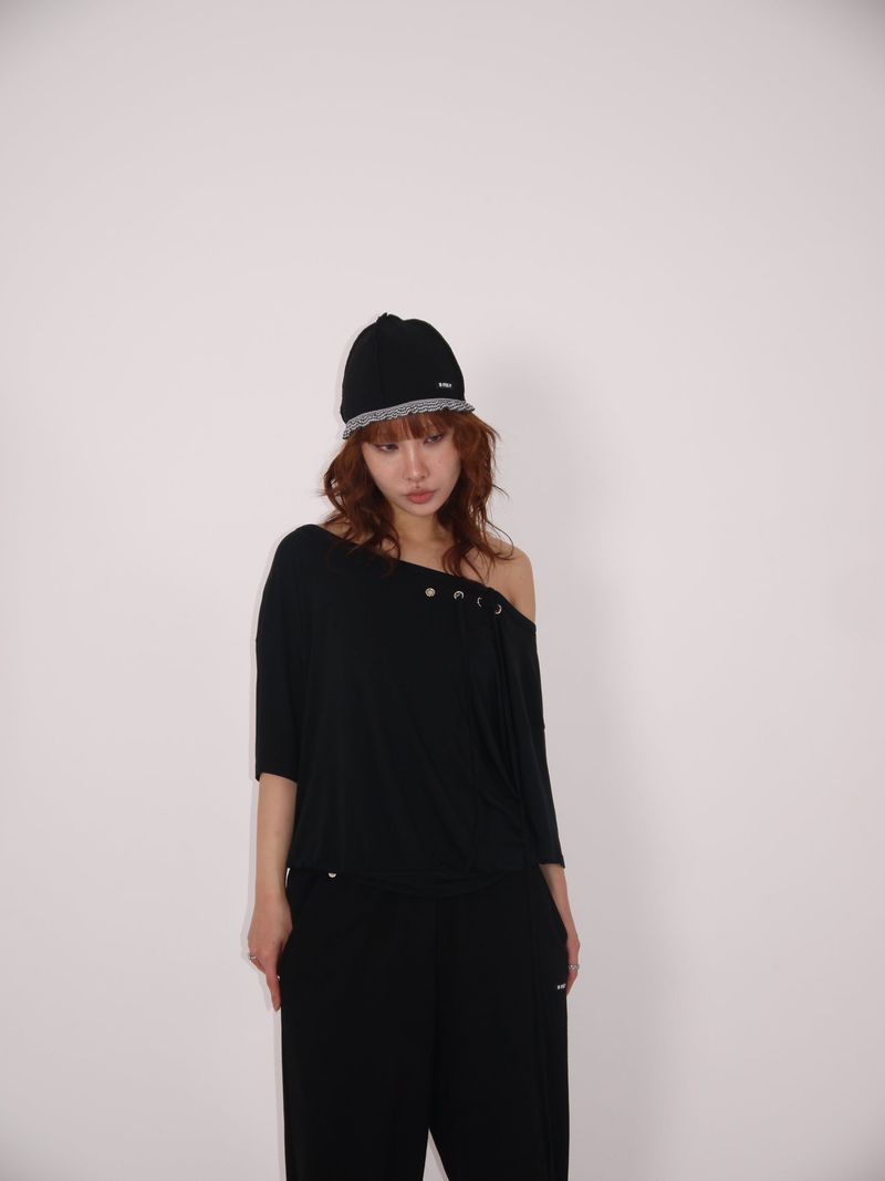 check lace beanie_black