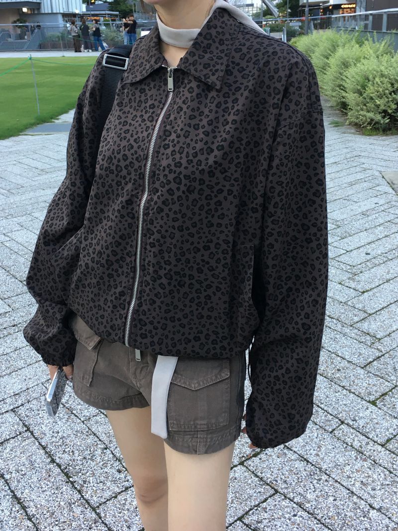 Rosel Leopard Crop Collar Jacket (2c)