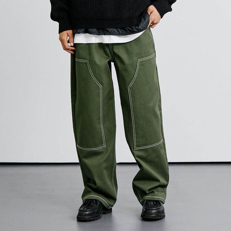 HIROI DOUBLE KNEE WIDE PANTS KHAKI