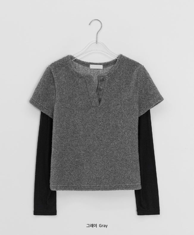 Maena Boucle Layered Short Sleeve Knit