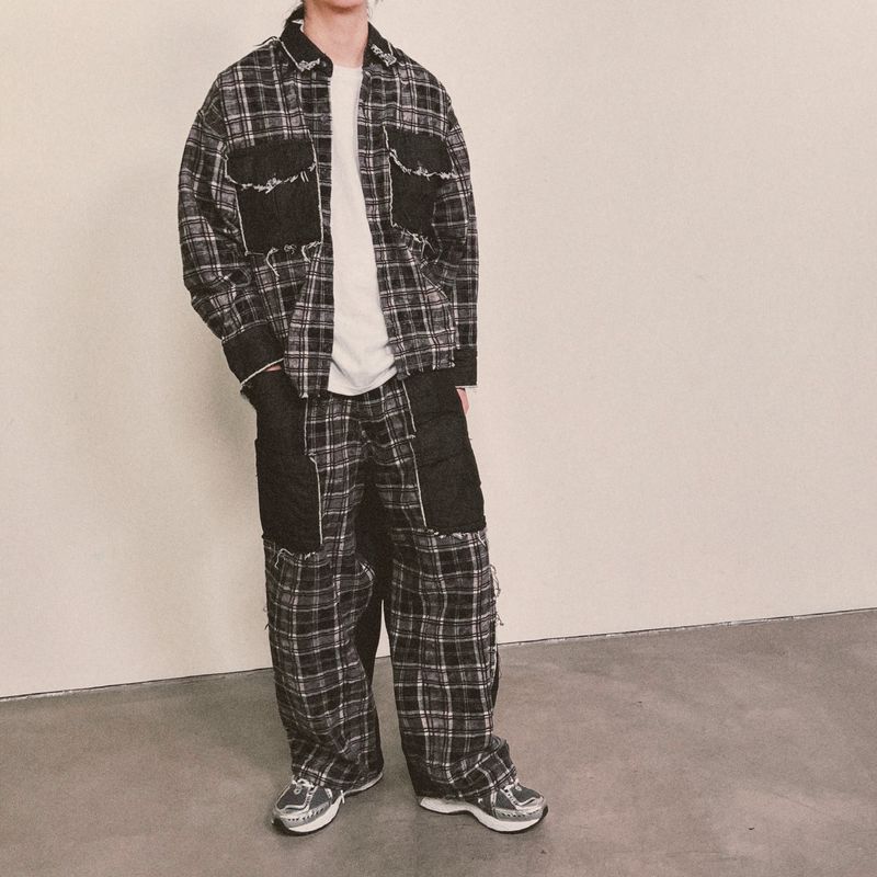 grunge burner check shirt_black