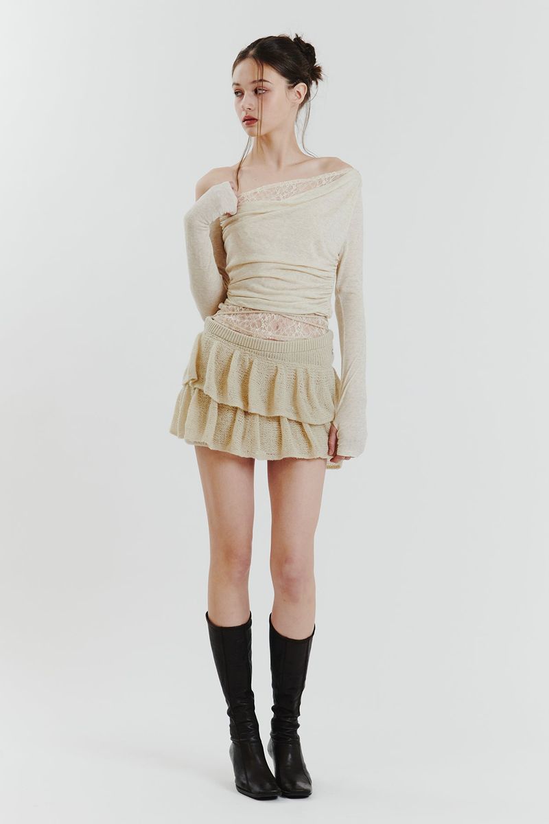 PAIN OR PLEASURE（ペインオアプレジャー）の「ANGELA KNIT SKIRT grey beige（Skirts）」