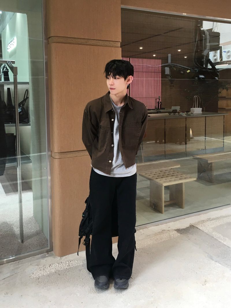 Bones black embo flare denim pants