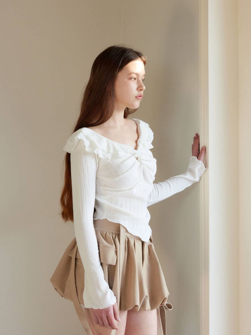 BALLOON POCKET MINI SKIRT PANTS / BEIGE